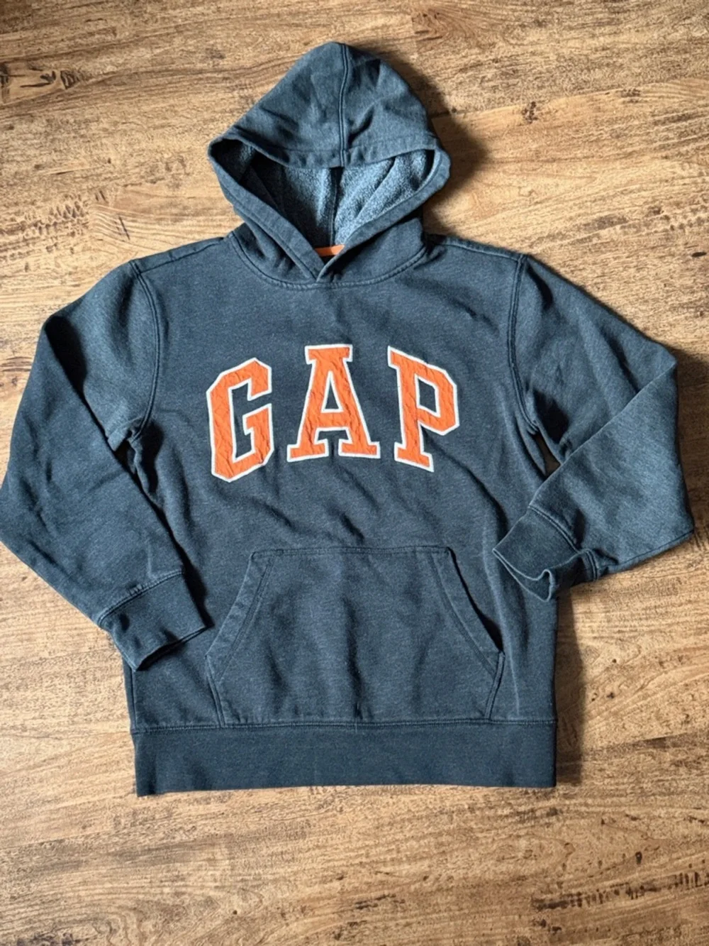GAP Hoodie with Orange Lettering - Charcoal kids xxl